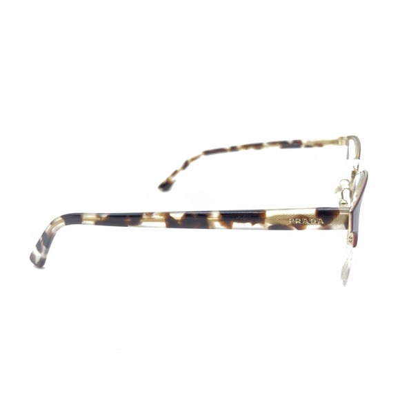 Prada Brown Tortoise Gold Half Frame Eyeglasses Frames 52-17 145 Italy Designer - Picture 4 of 12